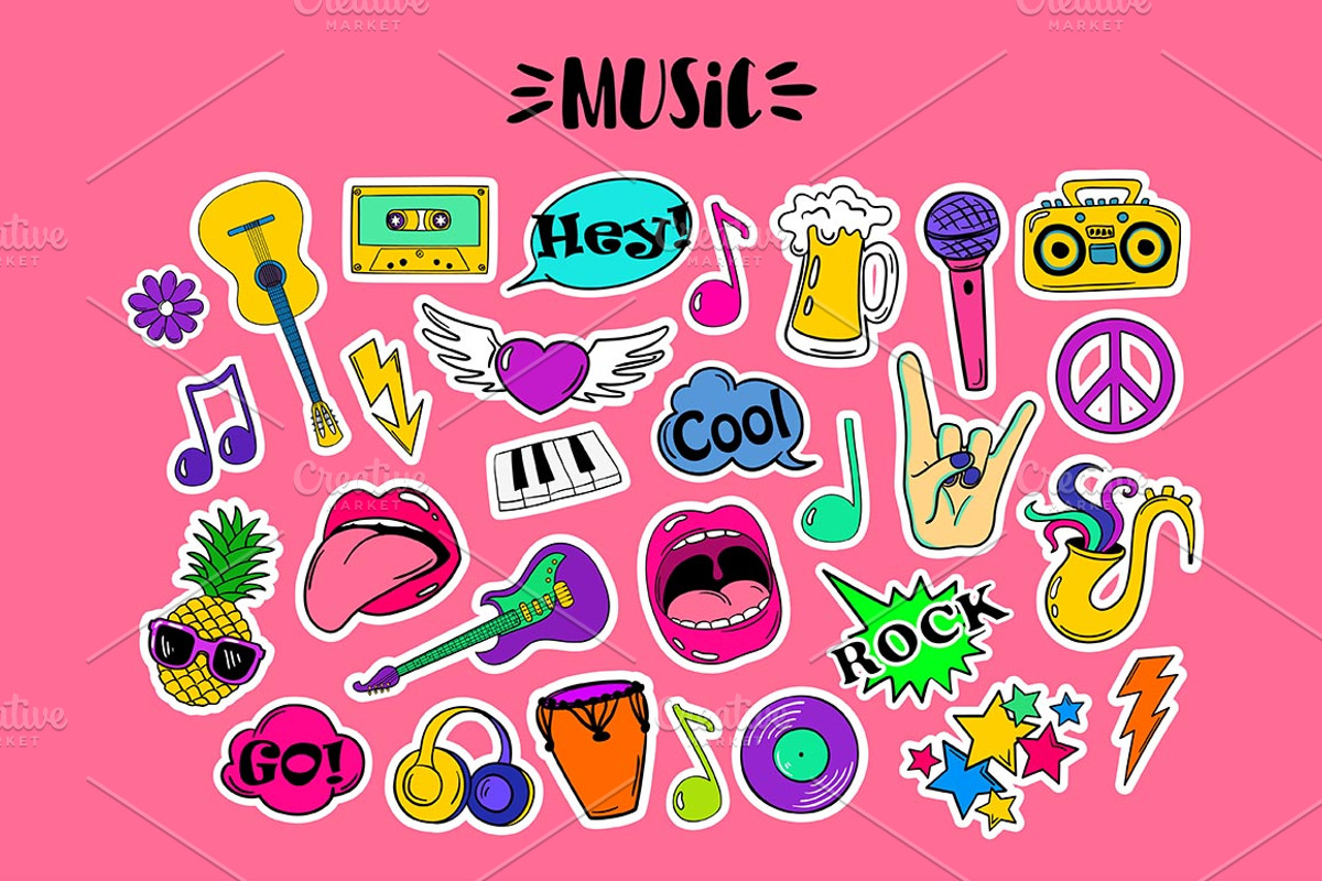 Funky Stickers, an Illustration by Annakniaz
