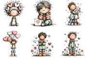 Whimsical valentine boy clipart, an Illustration by CreationArt (Thumbnail 3 of 7)