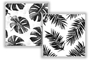 Black and White Tropical Leaves Seam, a Pattern Graphic by Design Market (Thumbnail 4 of 4)