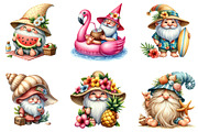 Watercolor Beach Gnomes Collection, a Seasonal Illustration by DreamArtGraphic (Thumbnail 2 of 4)