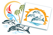 Dolphins and the sea. Vector art., an Animal Illustration by Kopirin (Thumbnail 5 of 6)