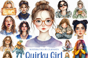 Quirky Girl Clipart Bundle, an Illustration by Craft Nest