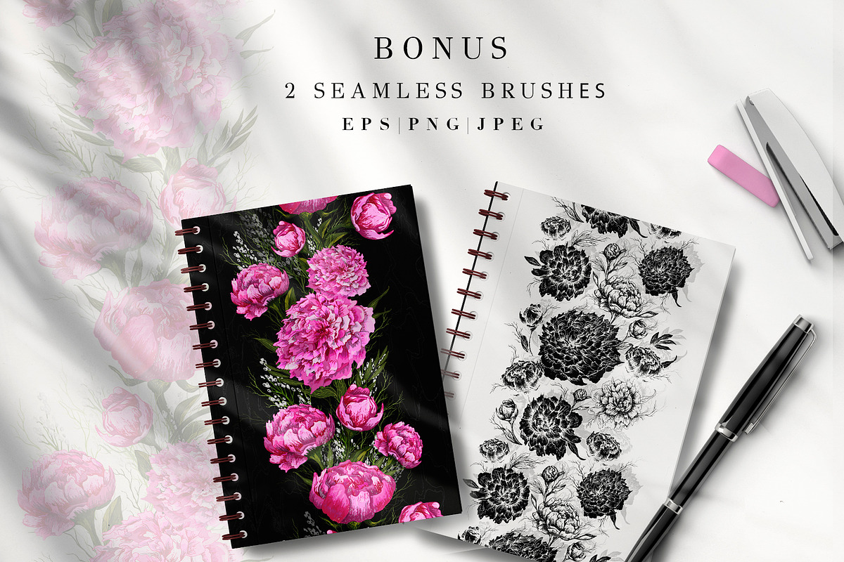 Realistic Peonies ClipArt & Patterns, an Object Graphic by Graphic Art (Photo 9 of 10)