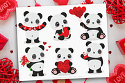 Valentine Pandas Clipart, SVG, a Seasonal Illustration by MyClipArtStore (Thumbnail 1 of 2)