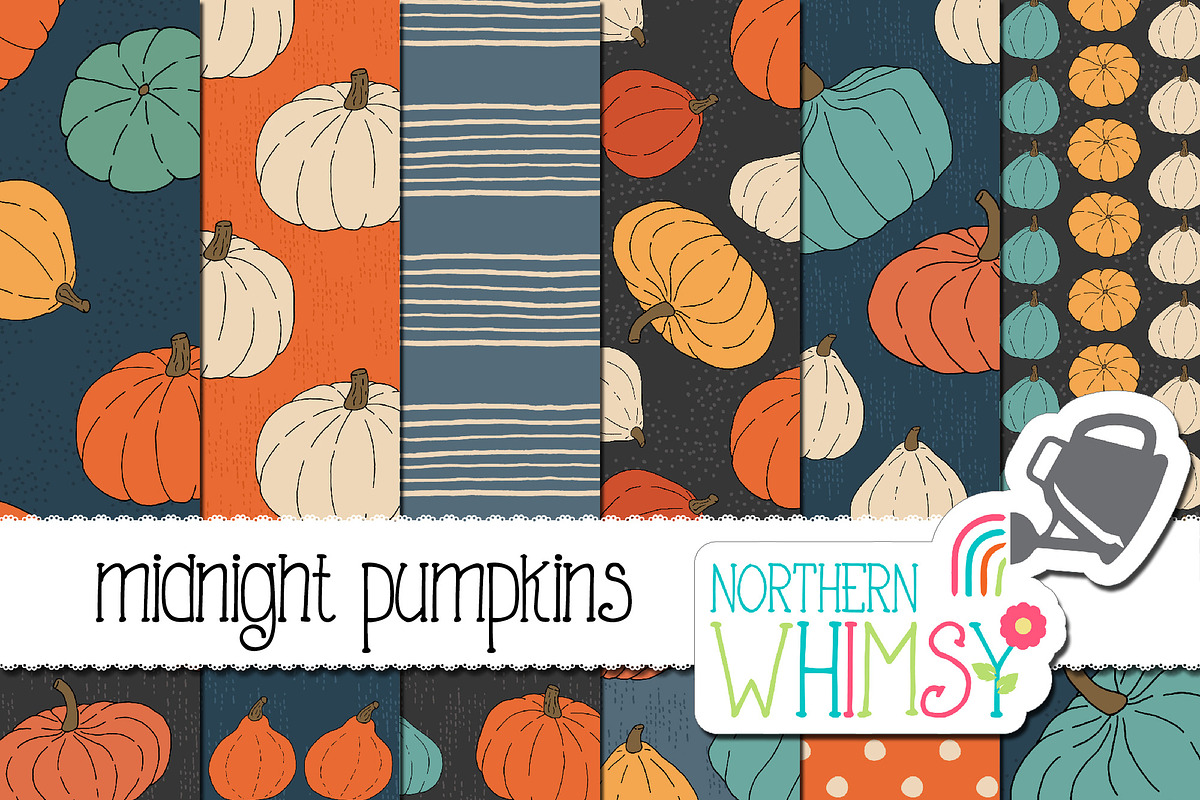 Midnight Pumpkins Fall Patterns, a Pattern Graphic by Northern Whimsy Design (Photo 4 of 4)
