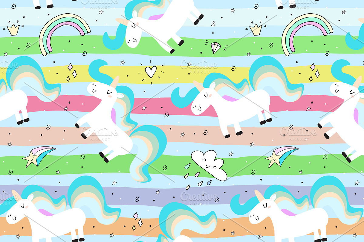 Cute unicorns patterns collection., a Pattern Graphic by Irene_Boiko_ART (Photo 22 of 22)