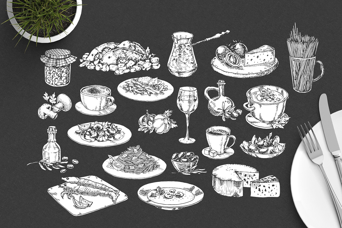 Italian dishes and ingredients, a Food Illustration by Evgeniia Lanskikh (Photo 5 of 5)