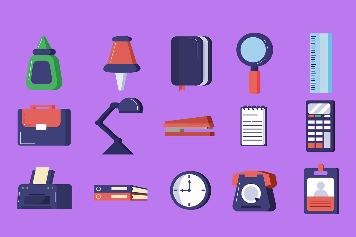 Office Supplies Illustration Set, a Templates & Theme by studiogstock