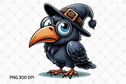 Whimsical Wizard Crow PNG