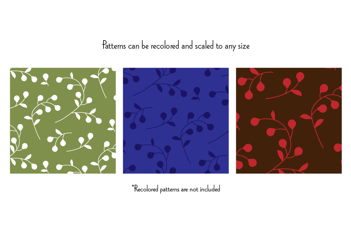 Seamless Blue Retro Florals & Dots preview 6