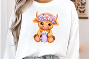 Easter Highland Cow Clipart Bundle, an Illustration by GatewayDesign (Thumbnail 3 of 5)