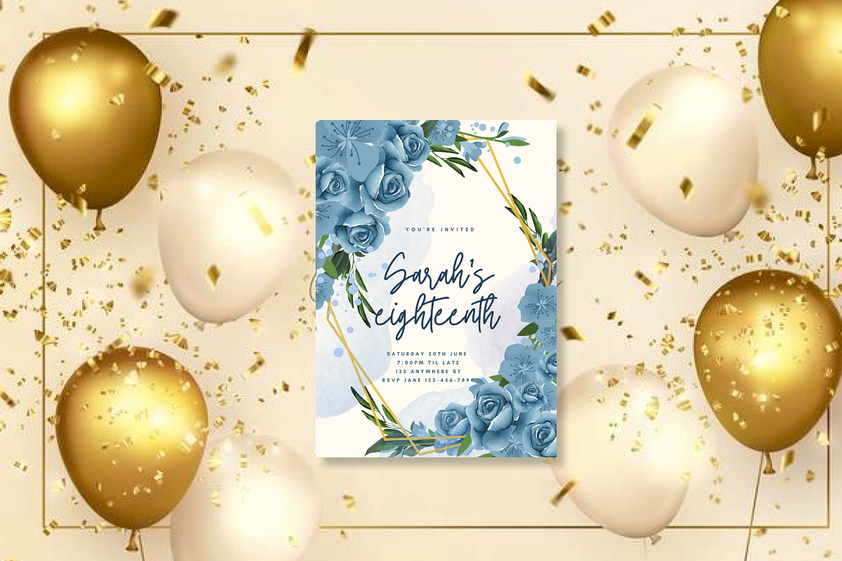 Blue Theme Birthday Card, an Invitation Template by Weddinginvitation by Fati (Photo 1 of 2)