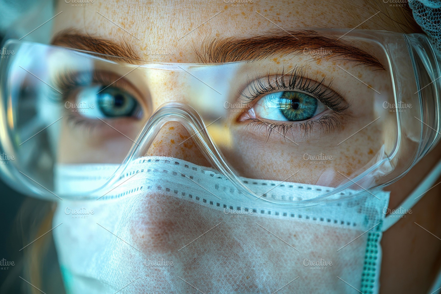 Medical professional wears protectiv, a Photo by Tanuart