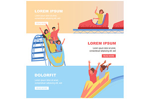 roller coaster banner. happy guys in, a Person Illustration by Multigon