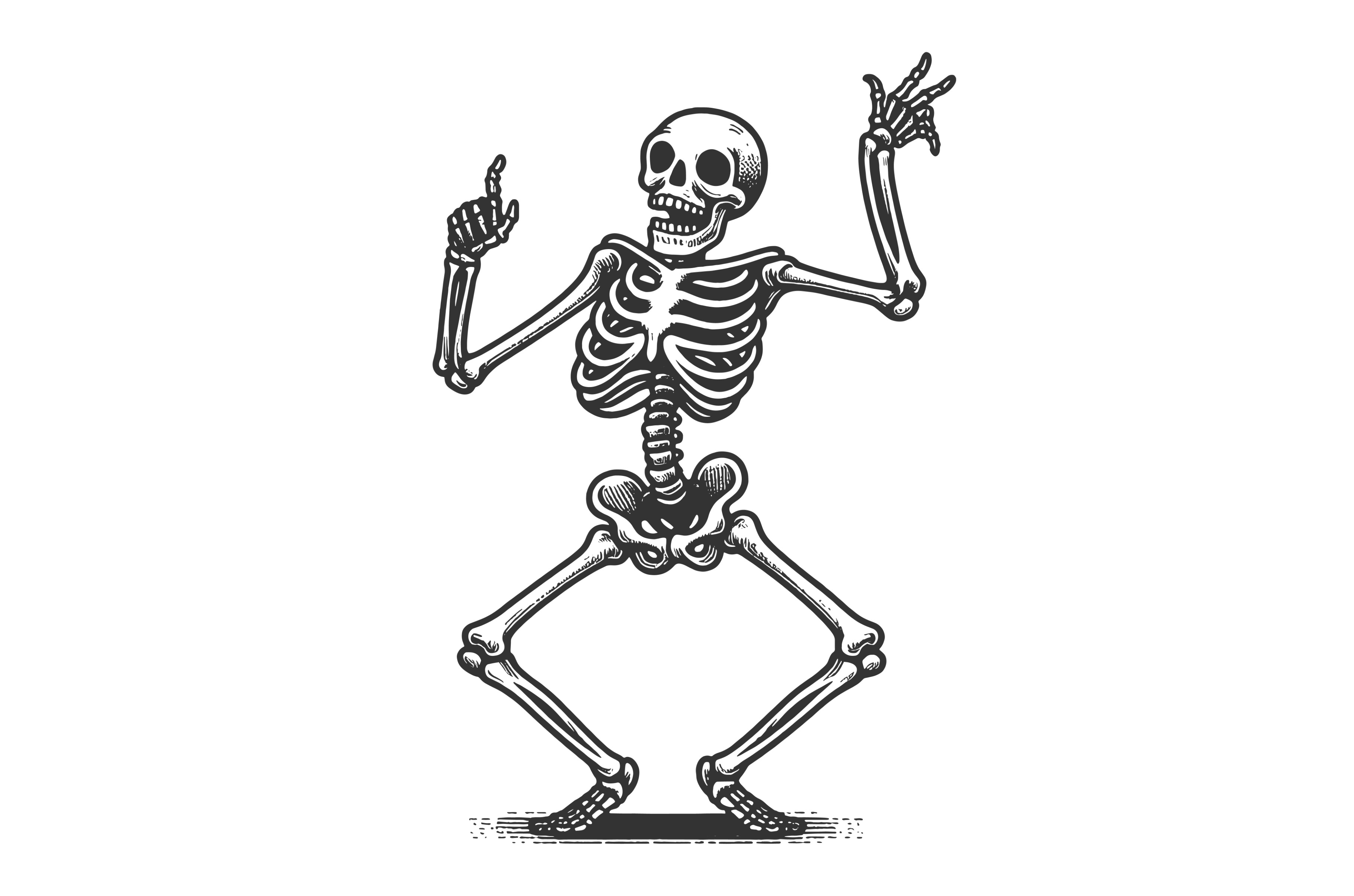 Dancing skeleton vector illustration, a Person Illustration by AlexArt