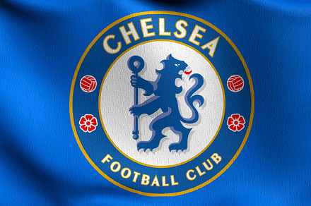 Chelsea flag blowing in the wind. Emblem of Football Club FC Pre, a Photo by Tampatra