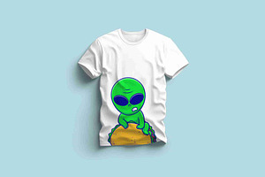 Cute Alien Climbing Out From Taco, an Object Illustration by Artstorystudio