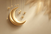 Golden crescent moon hanging stars, a Background Photo by shahsoft (Thumbnail 1 of 2)