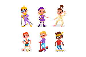 Happy Children Playing Sport and, a Person Illustration by TopVectors