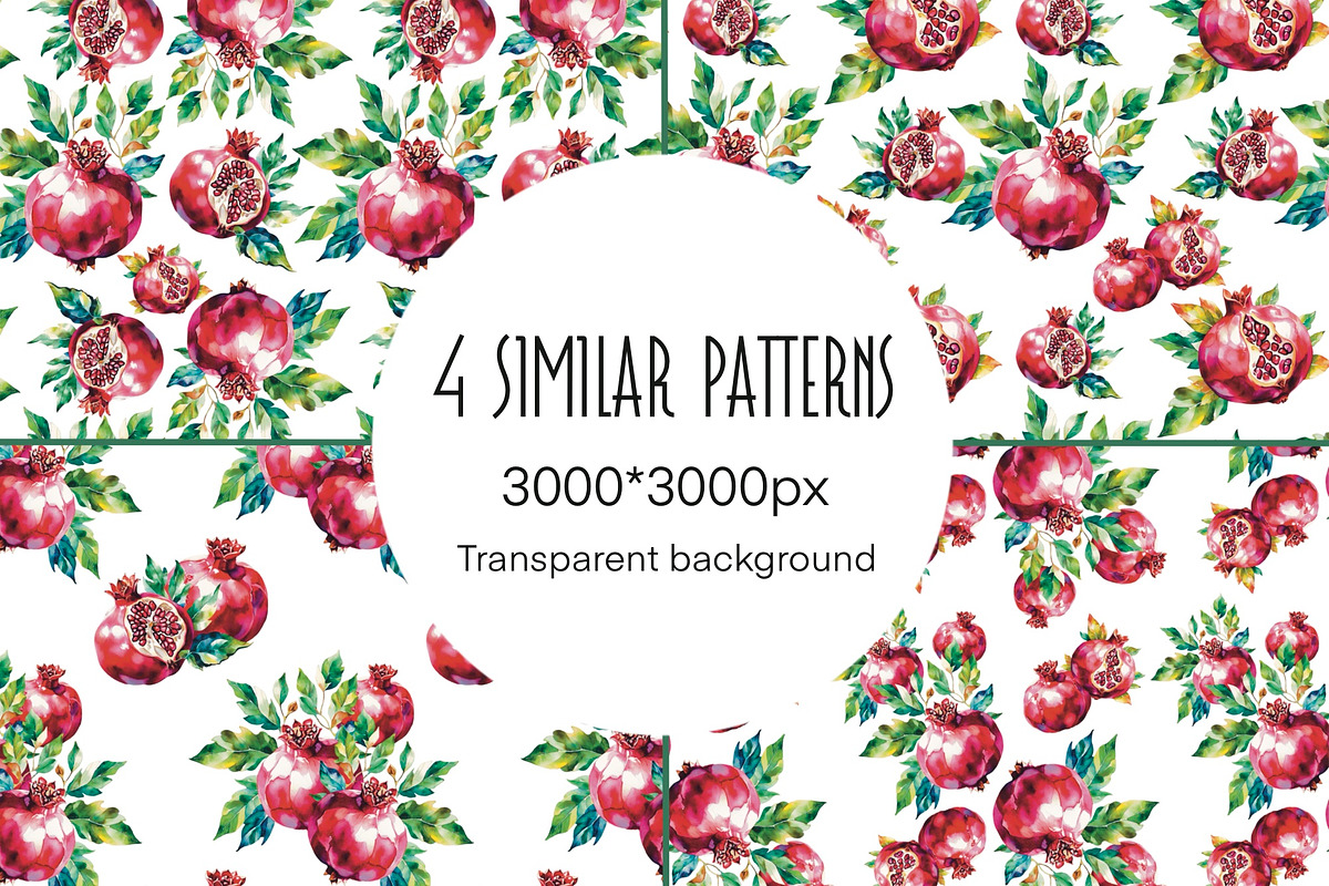 Watercolor Pomegranate, a Pattern Graphic by Volha (Photo 2 of 5)