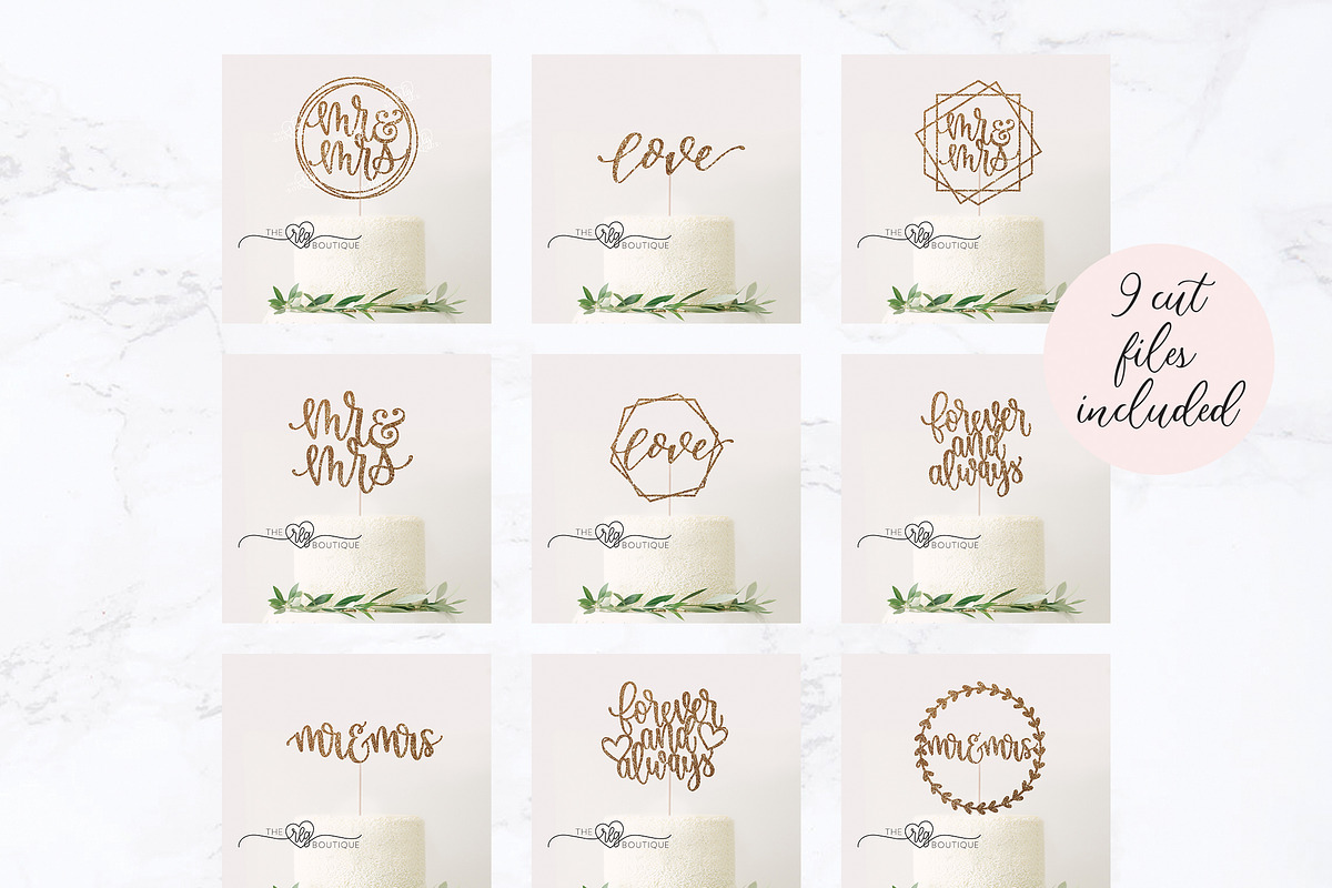 Wedding Cake Topper Bundle, an Object Graphic by Rebecca Lane Graphics