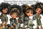 Whimsical Black Afro Girl Clipart, an Illustration by Canvas Craft (Thumbnail 1 of 7)