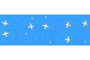 Plane route map collection, a Transportation Illustration by art PVP - market