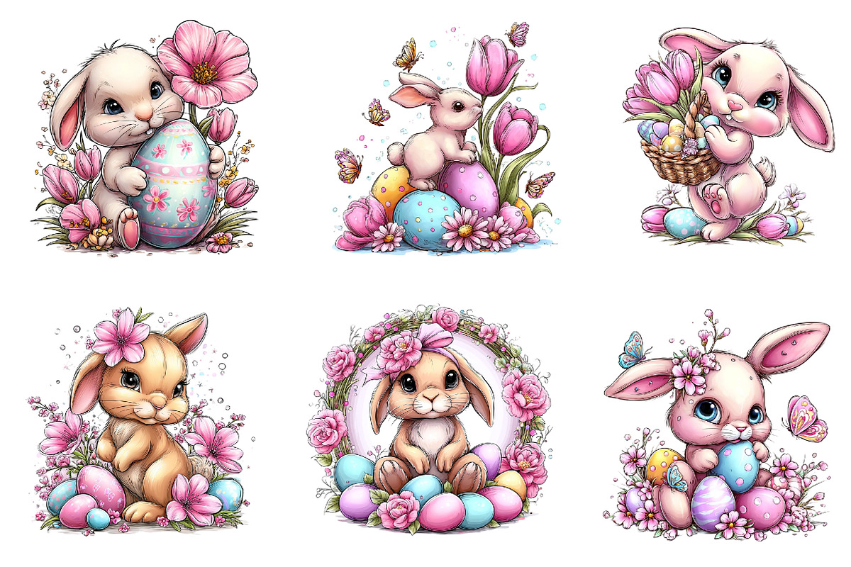 Whimsical Easter Bunny Clipart, an Illustration by Dream Creation (Photo 4 of 6)