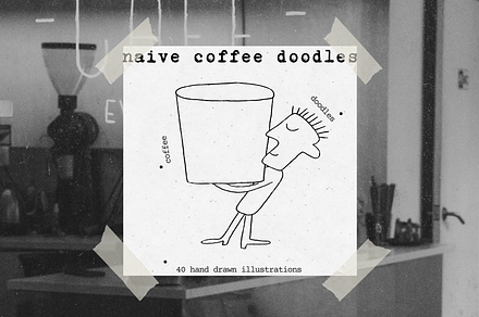 Naive Coffee Doodles, a Food Illustration by Veyla