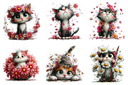 Whimsical Daisy Flowers Cat Clipart, an Illustration by Dream Creation (Thumbnail 4 of 8)