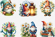 White Gnome Daisy Watercolor Clipart, an Illustration by Black Bird Studio (Thumbnail 2 of 6)