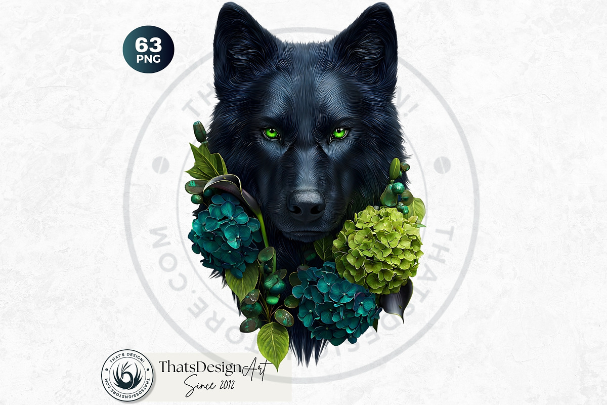 Floral Wolves Fantasy Cliparts, an Animal Illustration by ThatsDesignArt (Photo 17 of 17)