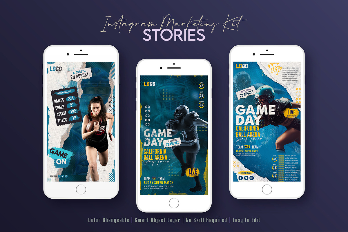 American Football Sport Social Media, a Social Media Template by Creative_View (Photo 7 of 8)