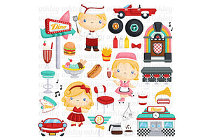 Retro Diner Fast Food Clipart