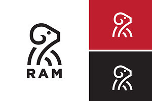 goat sheep ram line monogram logo, a Branding & Logo Template by funpixel