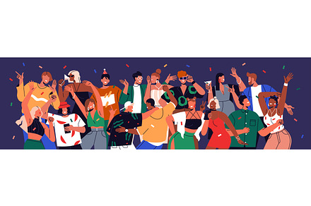 Happy people crowd at holiday party, a Person Illustration by Good Studio