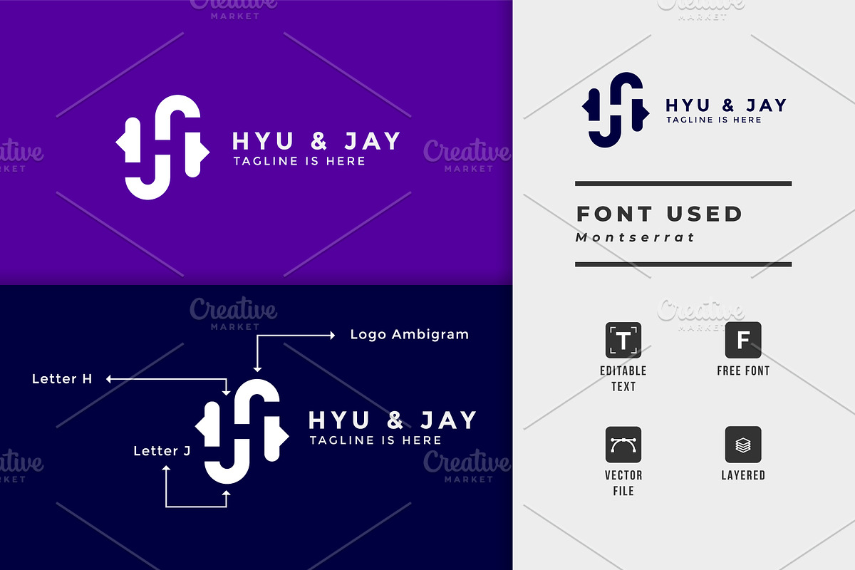 Logo Ambigram initial H and J, a Branding & Logo Template by Izalsye (Photo 2 of 4)