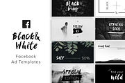 Black & White Facebook Ad Templates, a Social Media Template by Wild Ones (Thumbnail 1 of 9)