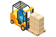 Forklift moving boxes on warehouse, a Transportation Illustration by Yayasya (Thumbnail 3 of 3)