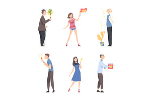 Happy People Characters with, a Person Illustration by TopVectors