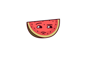 Pensive Watermelon Color Line Icon