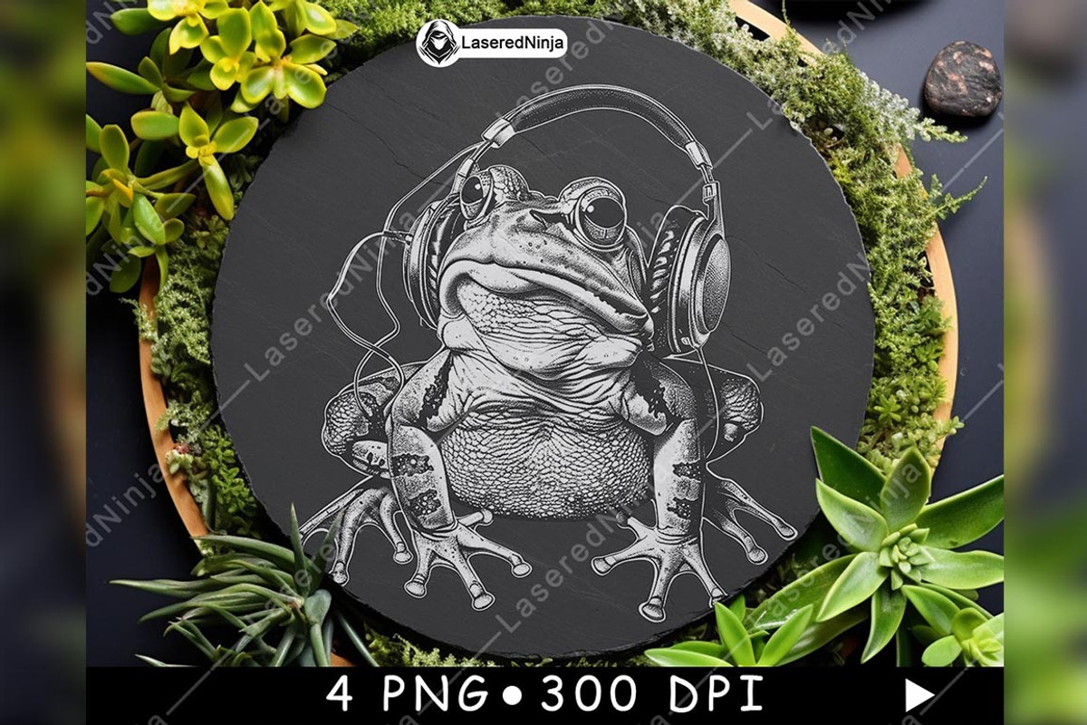 Frog Wearing Headphones Music Lover, a Background Graphic by LaseredNinja (Photo 7 of 7)