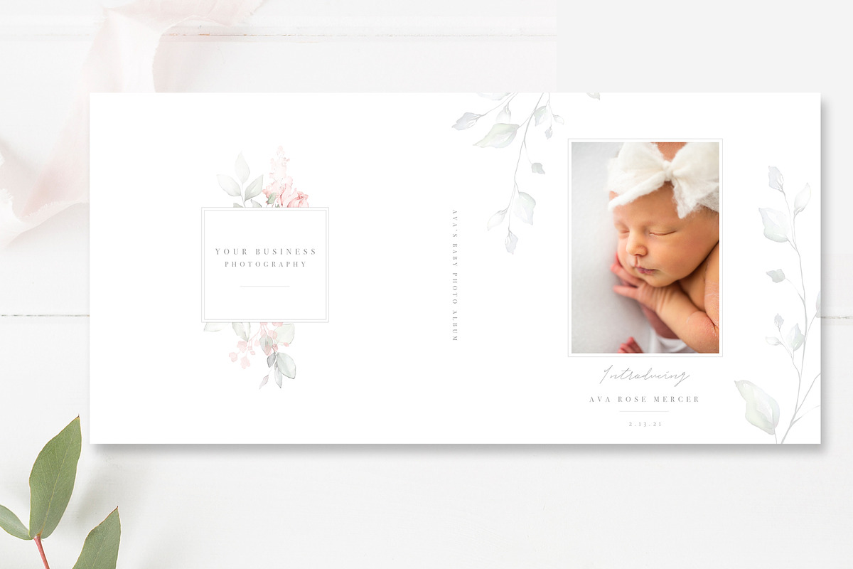 Floral Baby Photo Album Cover PSD, a Stationery Template by By Stephanie Design (Photo 4 of 4)