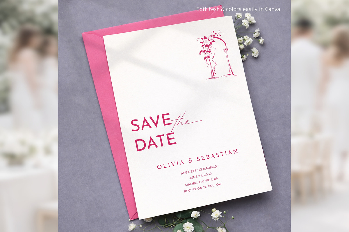 Botanical Save the Date Canva bd011, an Invitation Template by TyphoonStudio (Photo 6 of 10)