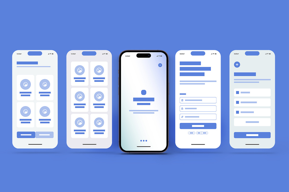 Mobile App UI Wireframe Template Kit