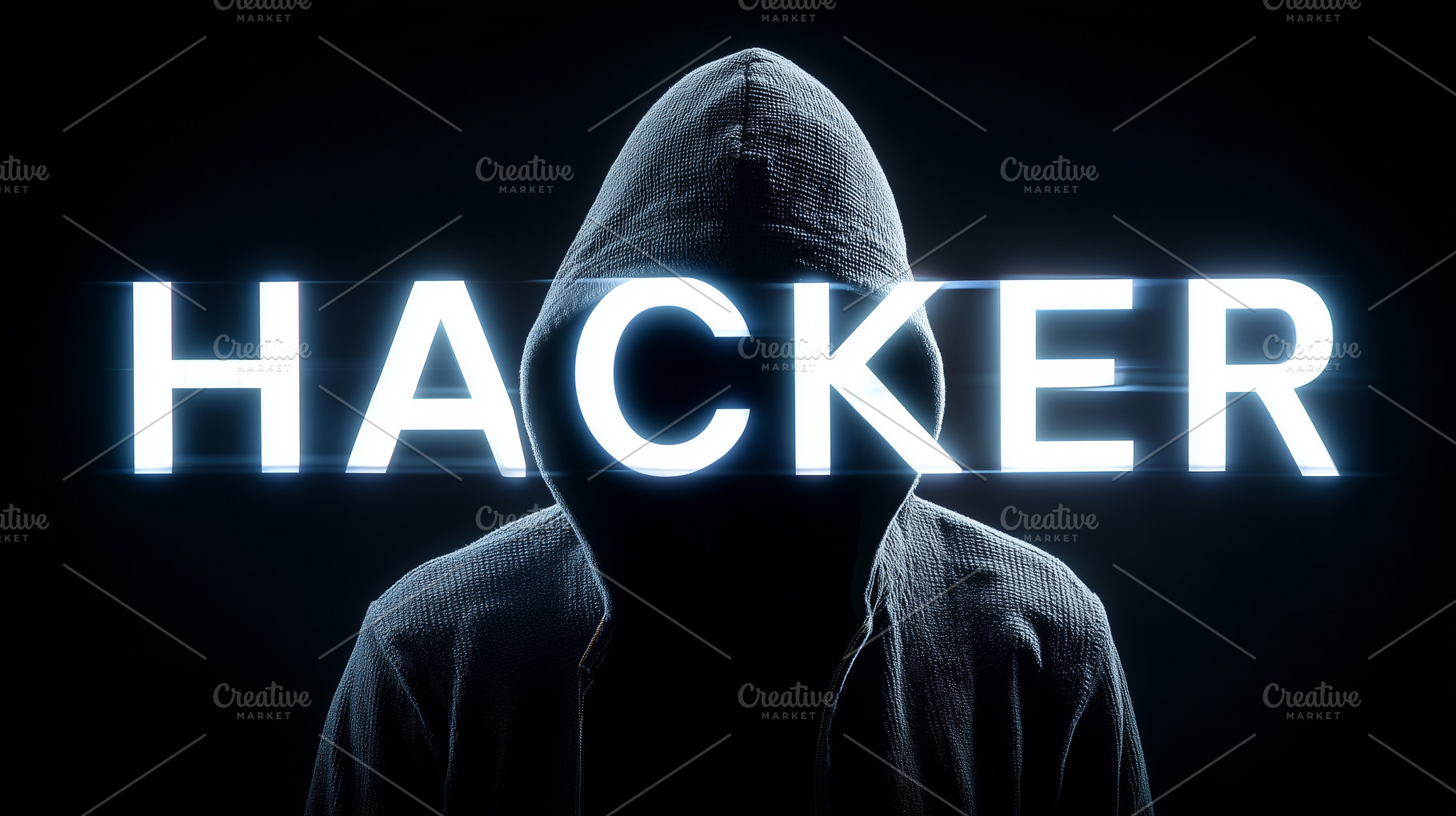 Hooded hacker figure stands in dark, a Technology Photo by MistyDay