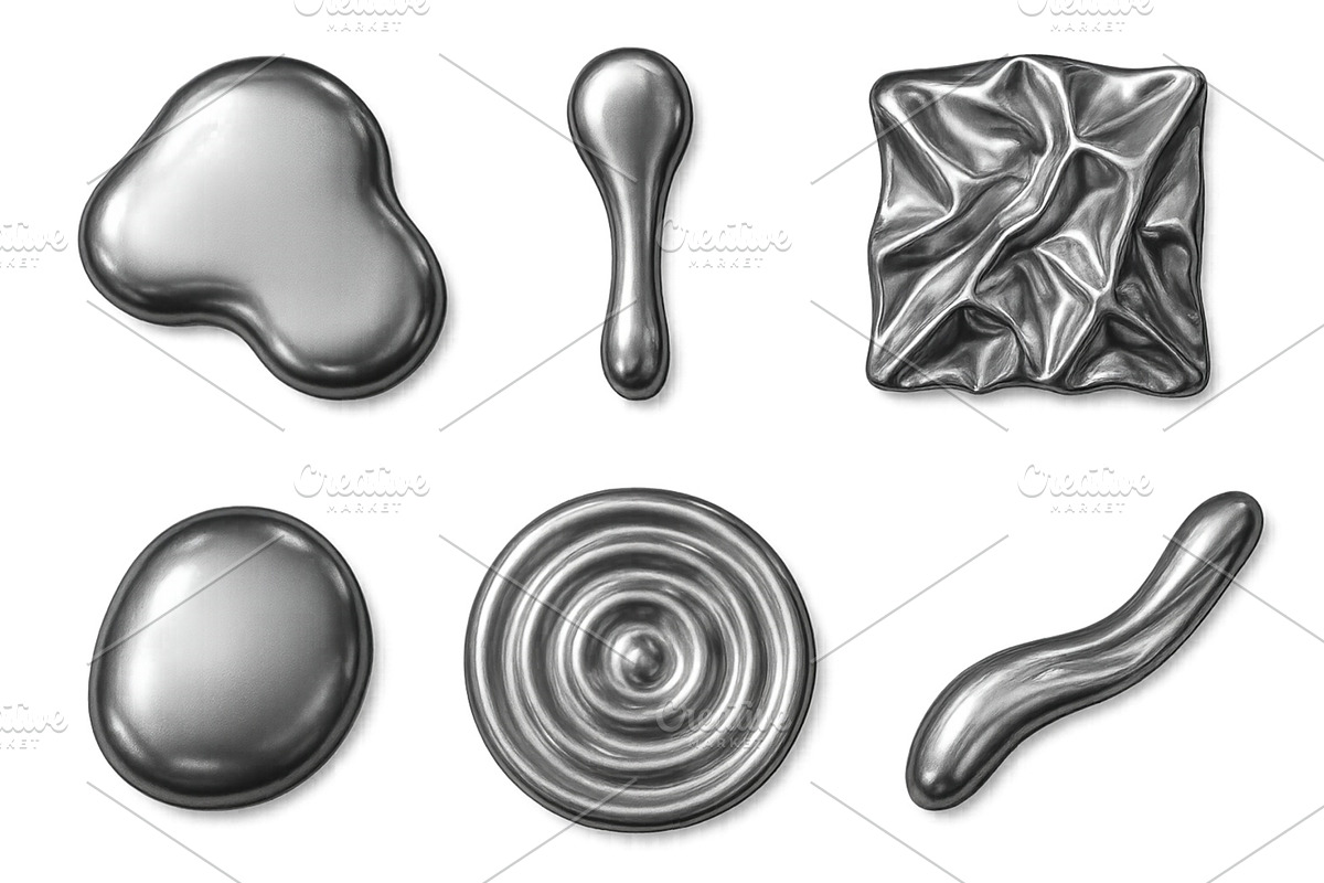 Various metallic shapes displayed on, an Illustration by ZinetroN