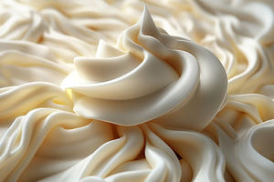 Close-up of a soft, creamy swirl of vanilla frosting, highlighti, a Food & Drink Photo by ImageMir