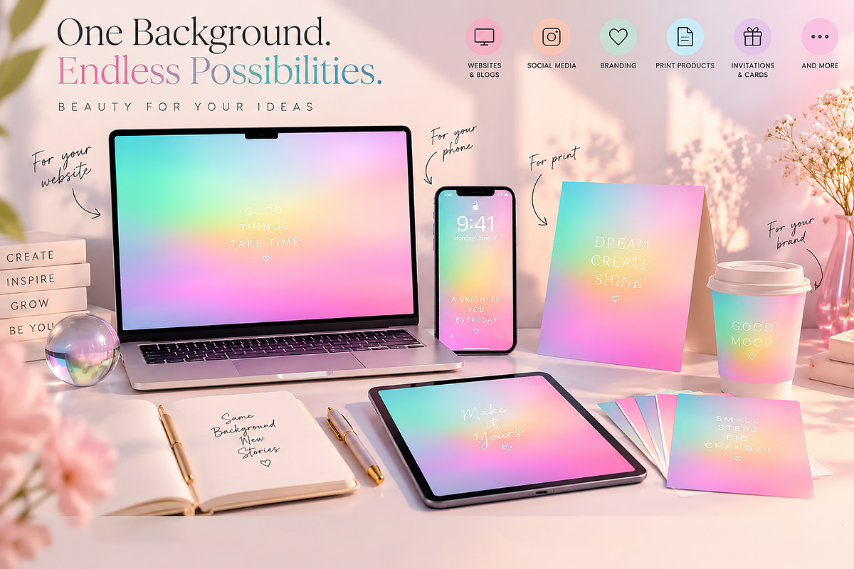 Pastel Rainbow Gradient Backgrounds, a Background Graphic by MarisoArt (Photo 3 of 5)