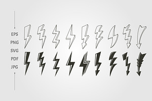 set of lightning flash vector design, an Object Illustration by lawoel